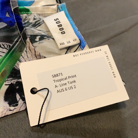 SUBOO Tropical Print A-line Tank Sz 2 NWT - Picture 3 of 6